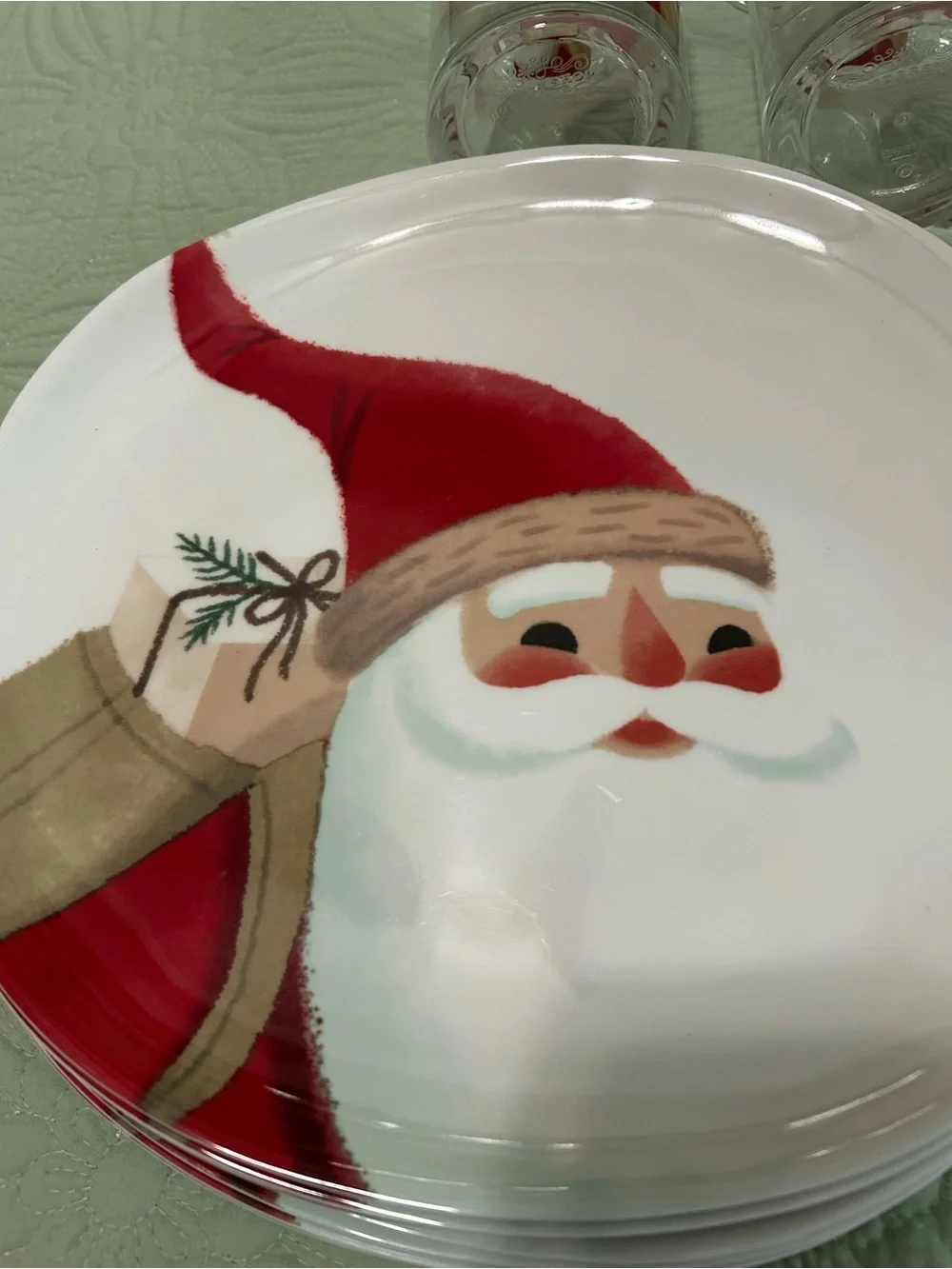 WONDERSHOP Melamine 8 Pc. Red Santa Dinner Set- Plates, Bowls & Glasses. SO CUTE